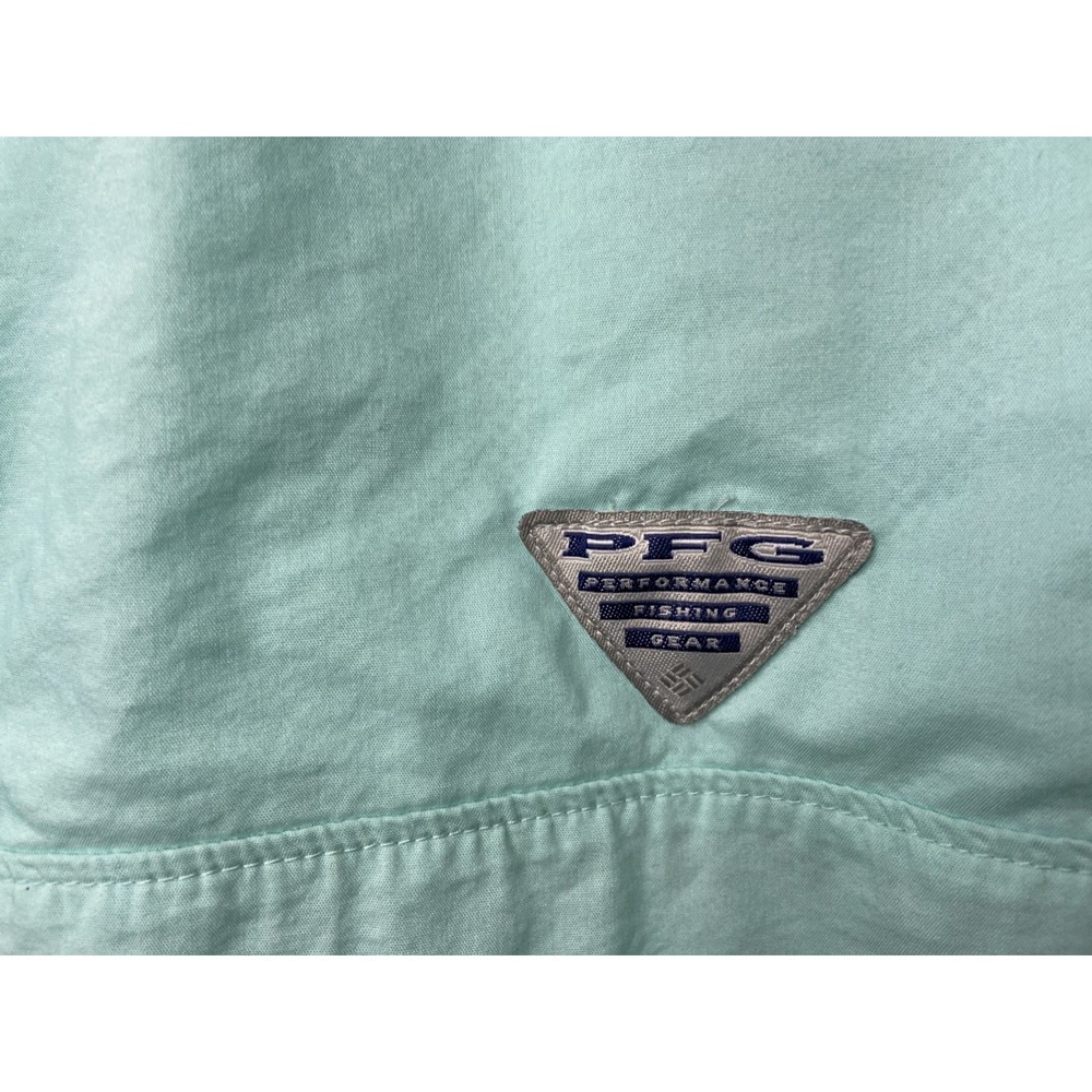 Columbia PFG Mens XXL‎ Short Sleeve Fishing Shirt Seafoam Green Button Down - Picture 13 of 15